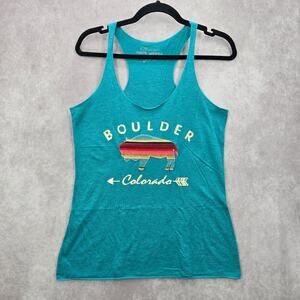 ADKTD Lifestyle Green Sleeveless Boulder Colorado Bison Patch Tank‎ Top Medium